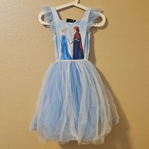 Disney Blue Sparkle Dress with Elsa and Anna